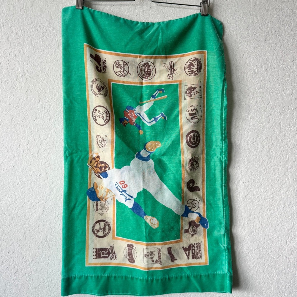 Vintage MLB Baseball Green Twin Fitted/Flat Sheet and Pillowcase Set USA